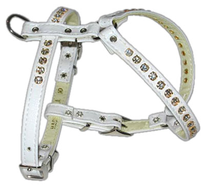 Comfort Harness White w/ Clear Stones 10